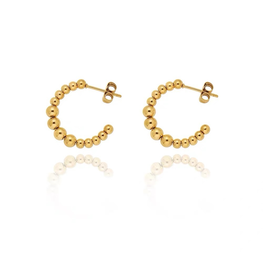 Chic Gold Beaded Hoop Earrings
